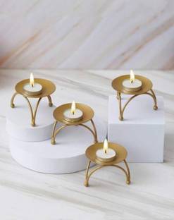 DECORATE DREAMS DECORATE DREAMS Small Candle Holder for Diwali, Home Decoration Iron 4 - Cup Candle Holder