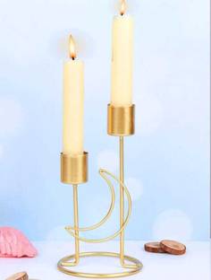 EVERYTHING EXPORTS Metal Candlestick Desktop Pillar Candle Holder Gold Plated 2 - Cup Candle Holder