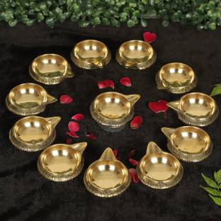 TIED RIBBONS Brass Diyas Indian Puja Oil Lamps - Diwali Diyas Brass Tealight Holder Set