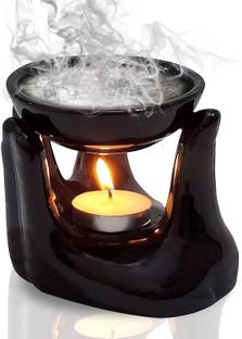 ANI DIVINE Premium Ceramic Hand Type Aroma Diffuser Oil Burner with 1 Tea Light Candle Ceramic 1 - Cup Tealight Holder