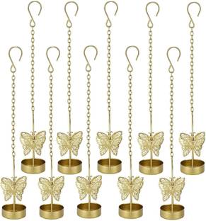 Safina Butterfly Hanging Tealight Candle Holders Gold Plated 10 - Cup Tealight Holder Set