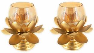 global carrat Lotus Brass Tealight Holder Set
