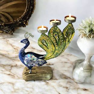 Navkar Handicraft Handcrafted Peacock Candle Holder Iron 1 - Cup Candle Holder