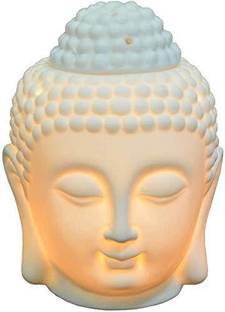 PEEPRESION White Buddha Tea Light Ceramic Oil Diffuser Set with 15 ml Aroma Oil Ceramic Tealight Holder Set