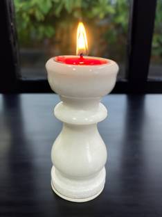 TIARAOVERSEAS Tiara Overseas White Marble Candle Pillar Tealight Holder for Home & Pooja Marble 1 - Cup Candle Holder