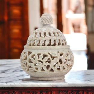 Pooja Creation marble soapstone decorative handiya lamp tea light candle holder - 3 inch Stoneware 1 - Cup Candle Holder
