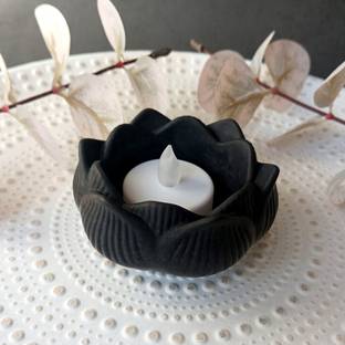 MAGICMOON Concrete Tea Light Holder, Lotus Shaped Candle Votive Holder Ceramic 1 - Cup Candle Holder