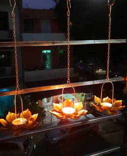 Pcrafts Hanging Lotus Tealight Holder Iron 3 - Cup Tealight Holder Set