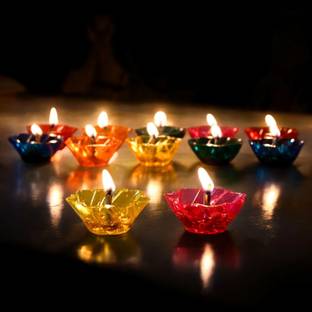 Ascension 3D Floating Reflection Diya for Diwali Decoration(Pack of 12) Plastic Tealight Holder