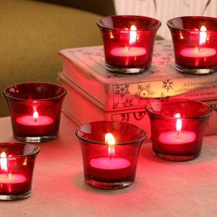 Viyu Creations Glass Tealight Candle Holder Decorative Votive Tea Light Holders (Set of 6) Glass 6 - Cup Tealight Holder