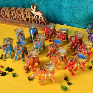 Superior craft Handicraft Hathi/Elephant Tea-Light Holder|Rajasthani Diwali Diya Set Plastic Tealight Holder