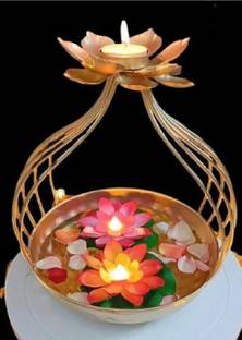 AYEZA HANDICRAFTS floating diya urli for traditional decor Iron 1 - Cup Tealight Holder