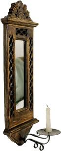 Karigar Creations Jharokha Mirror Reflection Candle Holder Home Decor Decorative Item 20x7 Inch Wooden 1 - Cup Candle Holder Set