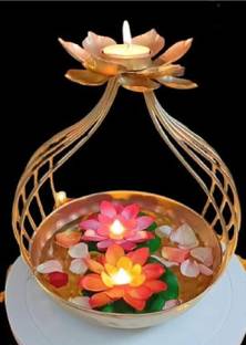 AYEZA HANDICRAFTS floating diya urli for traditional decor Iron 1 - Cup Tealight Holder