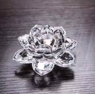 wynyc Fancy Crystal Glass Lotus Candle Holder Glass 1 - Cup Candle Holder