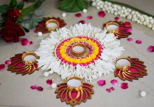 अविकल्प इंडिया Rangoli पीतल 6 - कप टीलाइट होल्डर सेट