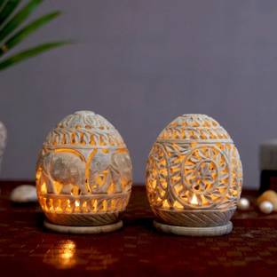 Pooja Creation Home & Office Décor oil burner Candle Holder Set of 2 Stoneware Tealight Holder