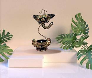 Fashion Bizz Ganesha T- Light Candle Stand Iron 1 - Cup Tealight Holder Iron 1 - Cup Tealight Holder