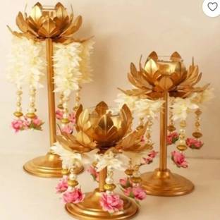 AYEZA HANDICRAFTS Metal tea light holder set of 3 Iron 3 - Cup Tealight Holder Set