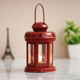 eCraftIndia One Lantern Decoration with Tealight Candle Aluminium Tealight Holder