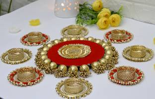 AVIKALP INDIA Gold Plated Tealight Holder Set