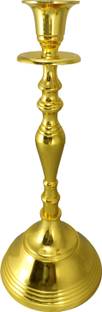 Extreme Karigari Candle Stand | Candle Holder |Single Arm | Table Top Decor| Brass Gold Plated (12 inches) Aluminium 1 - Cup Tealight Holder