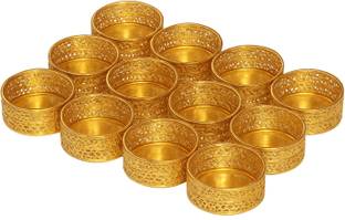 KC PRODUCTS Tealight Candle Holder Golden Color for Pooja thali Diwali Room Decor, Events Gold Plated Candle Holder
