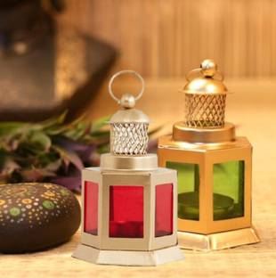 AuraDecor Small Size Tealight Holder Lantern Pack of 2 Iron Tealight Holder