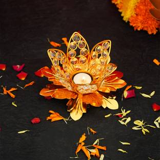 Ekhasa Ekhasa big Size Crystal Tealight Candle Holder Iron, Melamine 1 - Cup Tealight Holder