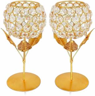 Extreme Karigari Candle Holder Gift Boxes candle stand gift items for wedding Crystal 2 - Cup Candle Holder Set