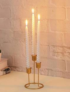 bhhandicrafts Golden Metal Iron 3 Tealight Candle Holder & Stands Diwali Decoration Item Gifts Iron 1 - Cup Candle Holder