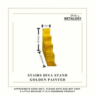 Metalogy 5 Step/Stairs Diya Stand (SET OF ONE) - Golden - Mandap Backdrop - Diwali Decor Iron 5 - Cup Candle Holder Set