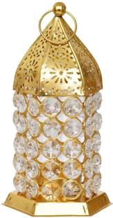 Yunus Diamond Crystal Delight - Premium Crystal Glass Holder for Home Decor Iron, Crystal Tealight Holder