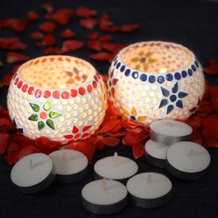 Flipkart SmartBuy Handmade Mosaic Glass Tealight Holder Set