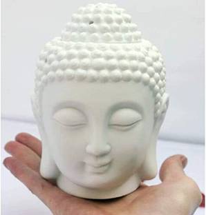 PEEPRESION Beautiful Looking Ceremic Buddha Head Diffuser Set With 2 T-light Candle Ceramic Tealight Holder Set