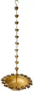 MIRACLEARTSCOLLECTION Brass Wall Hanging Urli Tea Light Holder and Traditional Style Urli Iron Hanging Diya