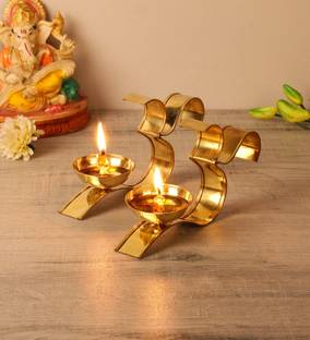 Amaya Decors Om Akhand Brass Dia Set of 2 Brass 1 - Cup Tealight Holder