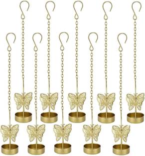 Safina Butterfly Hanging Tealight Candle Holders Gold Plated 10 - Cup Tealight Holder Set