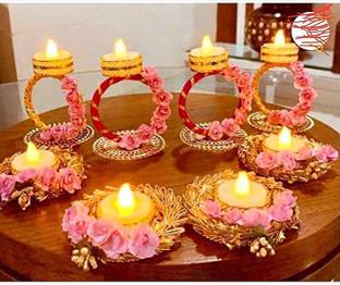 VINAMRA Handmade Floor Decoration Reusable Rangoli for Puja Decor (pack of 8) Candle