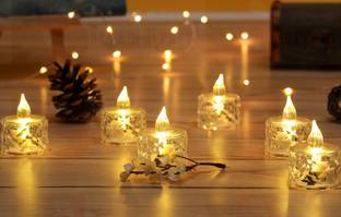 Satyam Kraft 6 Pcs Acrylic Crystal For Home, Room, Festival diwali Decor Candle