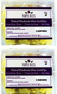 पर्पलब्लिस Organic Ghee Diyas Pack of 60+2 Steel Diyas, Regular*2) मोमबत्ती