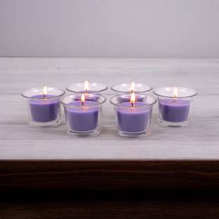 Hosley Highly Fragranced Lavender Filled Votive Glass Candles / Decoration Candles, Pack of 6, Purple Candle