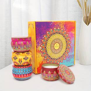 AuraDecor Moroccan Tin Candle Aromatherapy Gift Set, 4 Luxury Fragrances Candle
