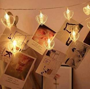 AFTERSTITCH Heart shape lights for home decoration hanging Style 10 LED 2 m Length (Battery Operated) (Yellow ) Candle