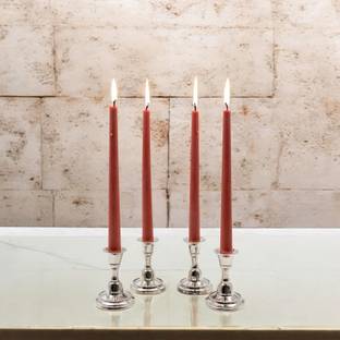Hosley Pack of 4 Rustic Sandalwood Fragrance Taper Candles 10 Inch Long Candle