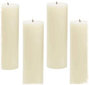 Smooth line Unscented Pillar Candles(Refined Wax )Pack of 4 Candle