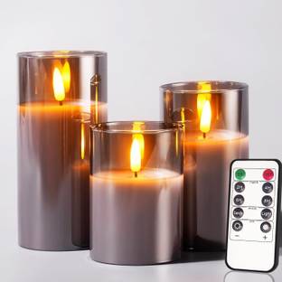 FIZZYTECH Flameless Candle, Set of 3 with Timer and Remote Control Candle