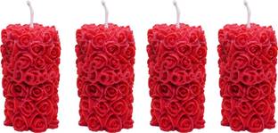 ANAK Rose scented pillar candles pack of 4 made of pure soy wax Candle