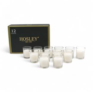 Hosley Unscented Clear Glass Filled Votive for Home Decor|Burn Time 12 Hours Candle