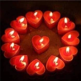 Biway Heart Shaped Red Candles scented Pack 10/ T light Heart Shape Candles Candle
